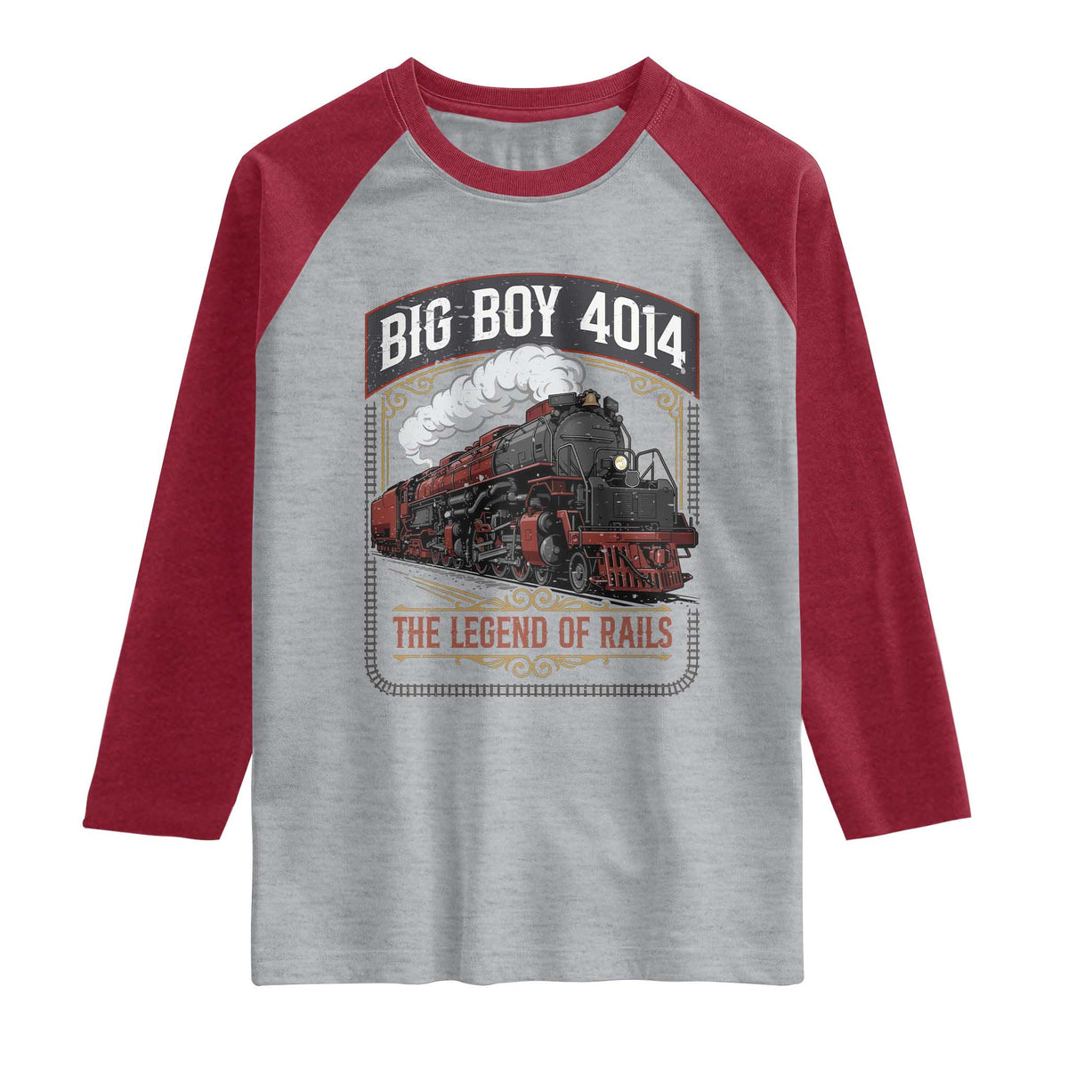 Retro Emblem Classic Steam Train Raglan Shirt Locomotive Heritage Pride Legend of the Rails