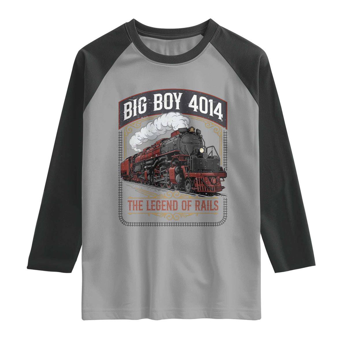 Retro Emblem Classic Steam Train Raglan Shirt Locomotive Heritage Pride Legend of the Rails
