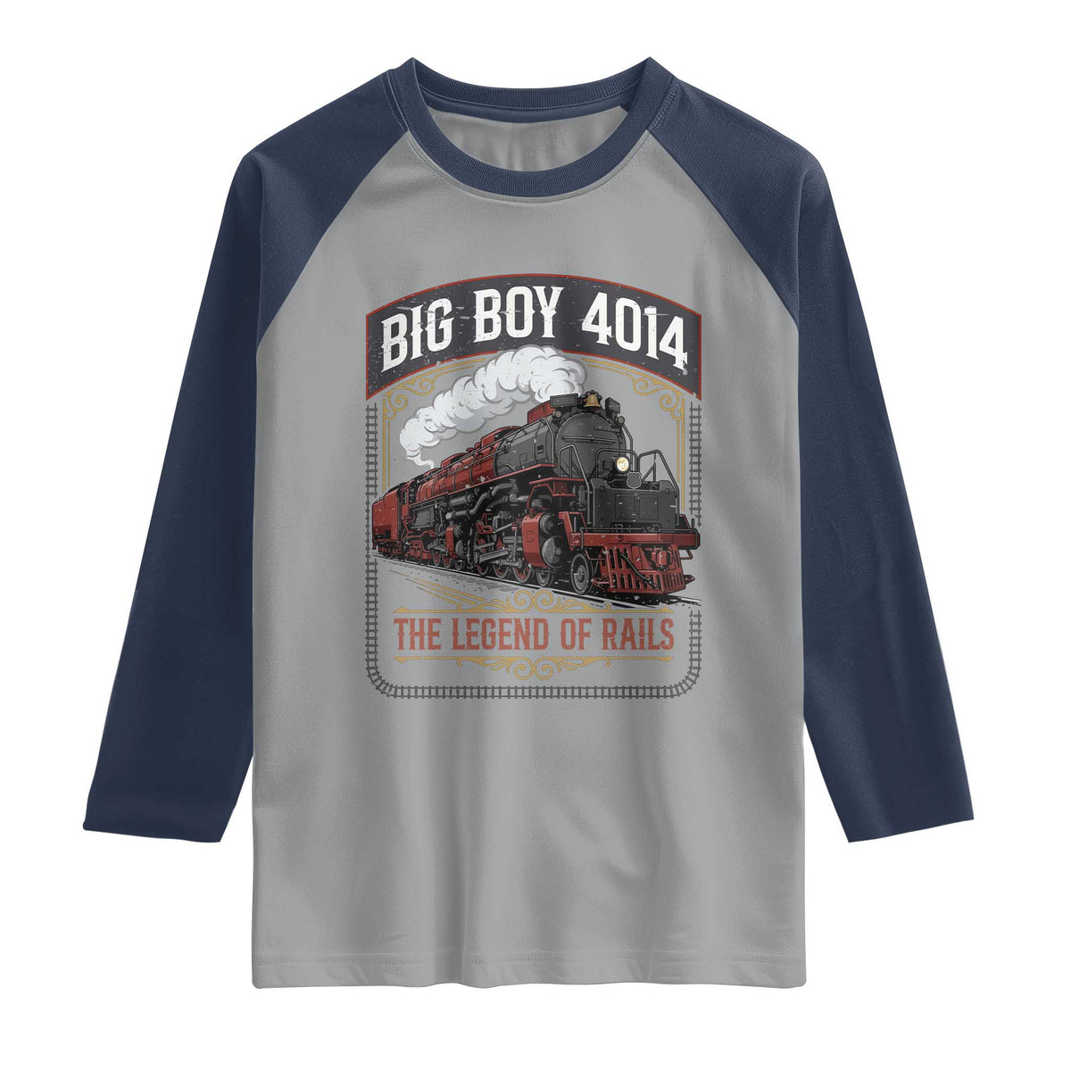 Retro Emblem Classic Steam Train Raglan Shirt Locomotive Heritage Pride Legend of the Rails