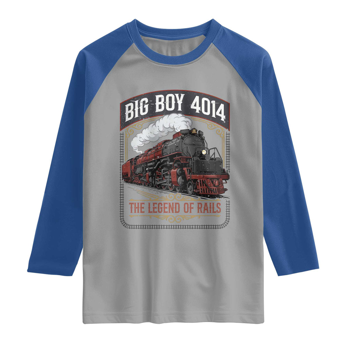 Retro Emblem Classic Steam Train Raglan Shirt Locomotive Heritage Pride Legend of the Rails
