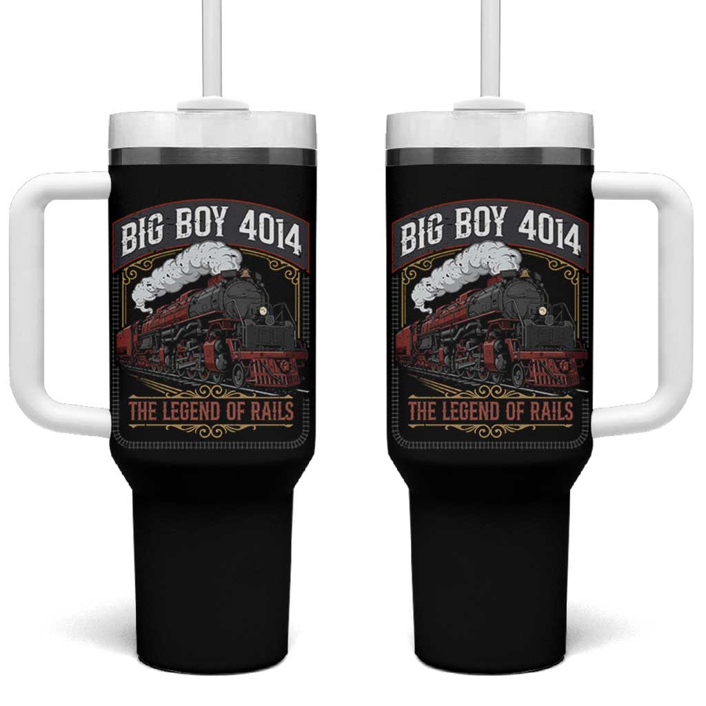 Retro Emblem Classic Steam Train Tumbler With Handle Locomotive Heritage Pride Legend of the Rails