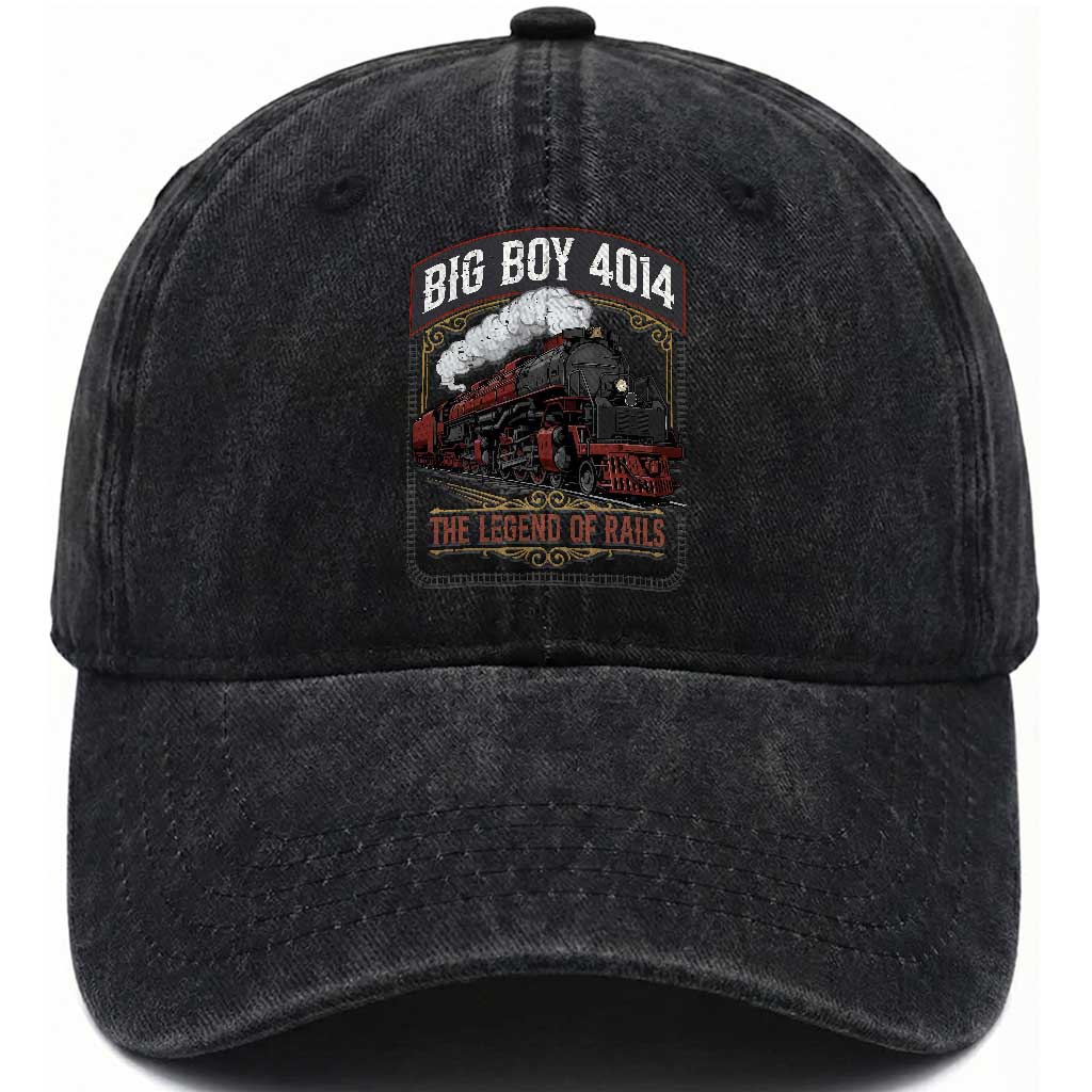 Retro Emblem Classic Steam Train Washed Cotton Baseball Cap Locomotive Heritage Pride Legend of the Rails