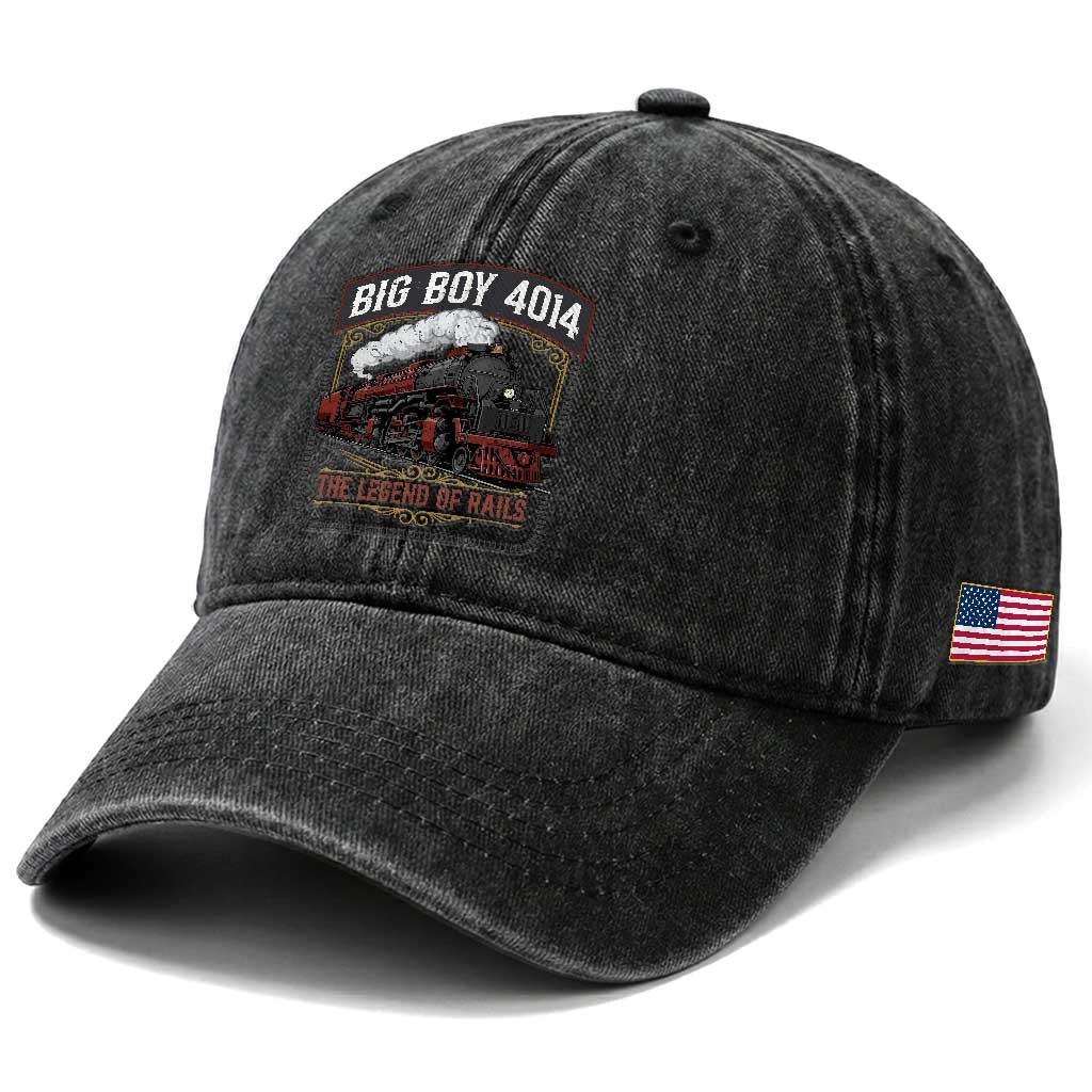 Retro Emblem Classic Steam Train Washed Cotton Baseball Cap Locomotive Heritage Pride Legend of the Rails