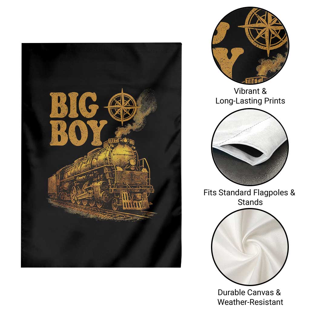 Vintage American Steam Train Locomotive Legend Garden Flag Compass Adventure Heritage Pride Graphic