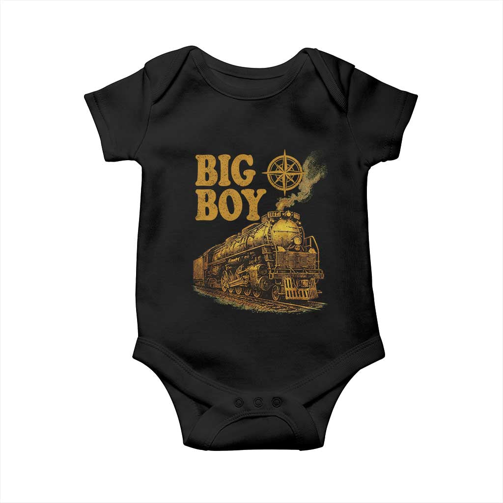 Vintage American Steam Train Locomotive Legend Baby Onesie Compass Adventure Heritage Pride Graphic