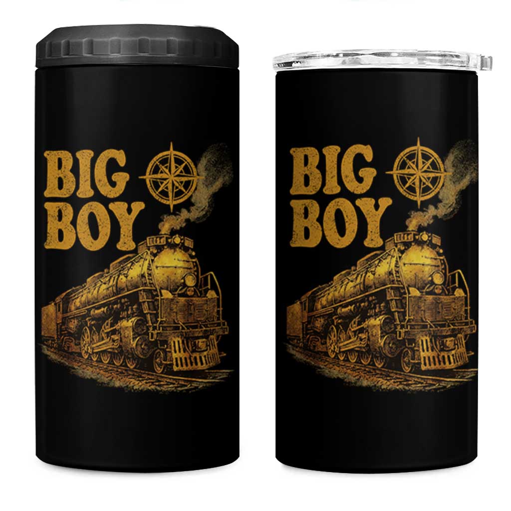 Vintage American Steam Train Locomotive Legend 4 in 1 Can Cooler Tumbler Compass Adventure Heritage Pride Graphic