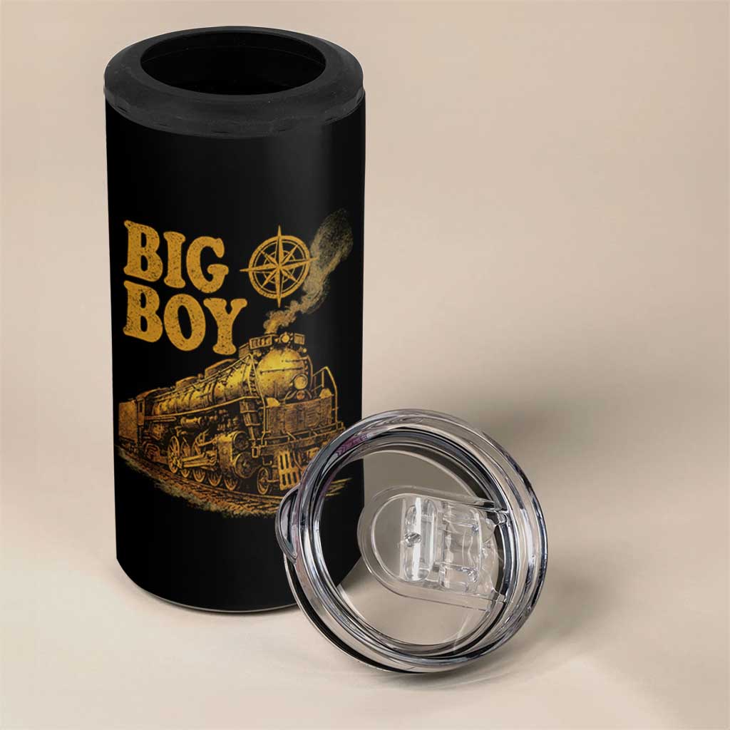 Vintage American Steam Train Locomotive Legend 4 in 1 Can Cooler Tumbler Compass Adventure Heritage Pride Graphic