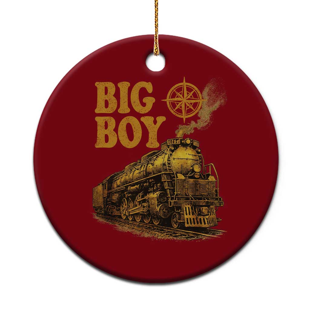 Vintage American Steam Train Locomotive Legend Ceramic Ornament Compass Adventure Heritage Pride Graphic