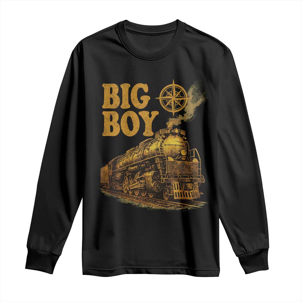 Vintage American Steam Train Locomotive Legend Long Sleeve Shirt Compass Adventure Heritage Pride Graphic