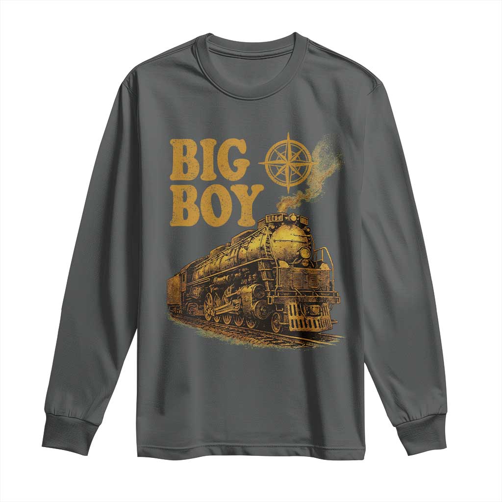 Vintage American Steam Train Locomotive Legend Long Sleeve Shirt Compass Adventure Heritage Pride Graphic