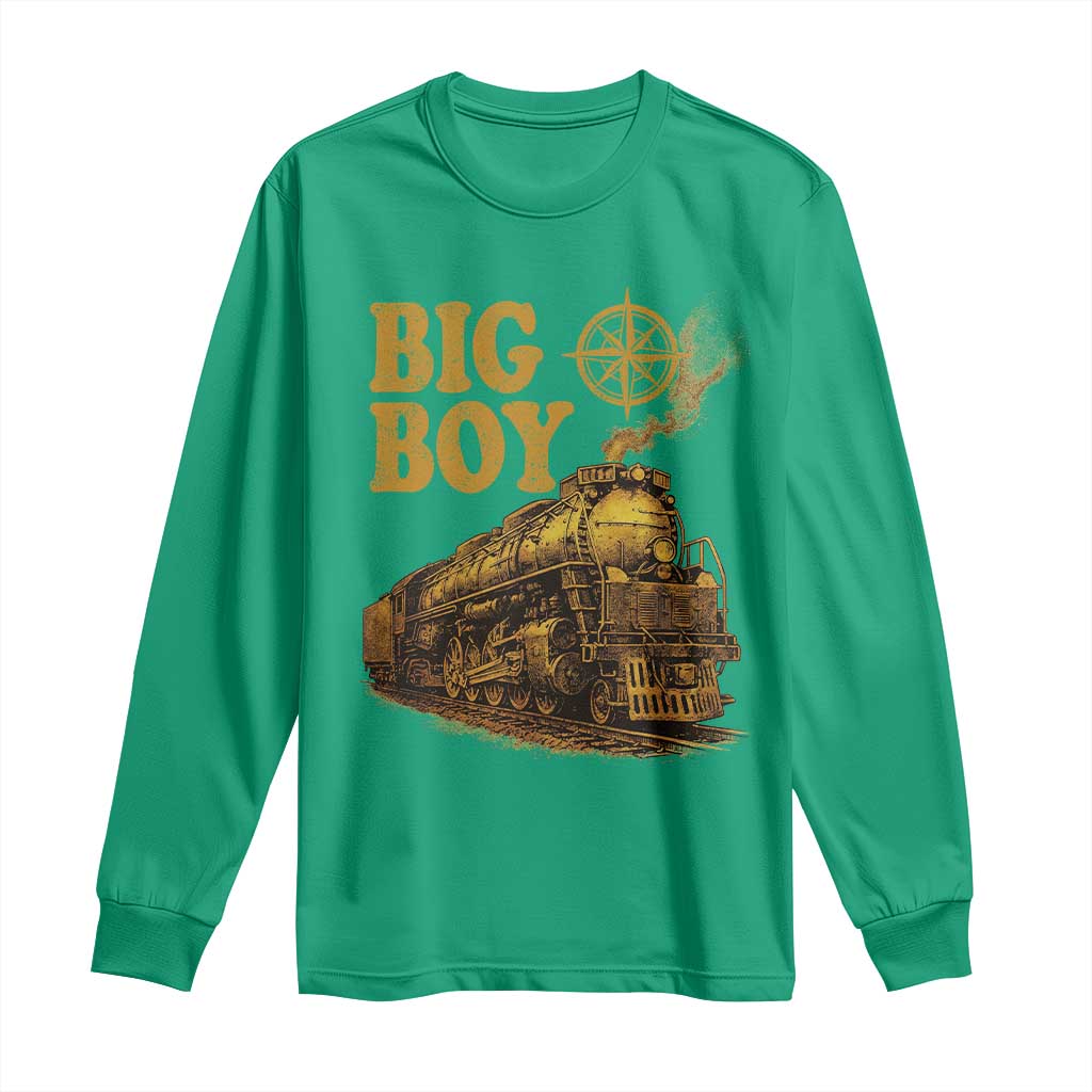 Vintage American Steam Train Locomotive Legend Long Sleeve Shirt Compass Adventure Heritage Pride Graphic