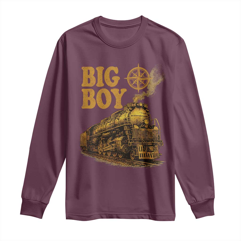 Vintage American Steam Train Locomotive Legend Long Sleeve Shirt Compass Adventure Heritage Pride Graphic