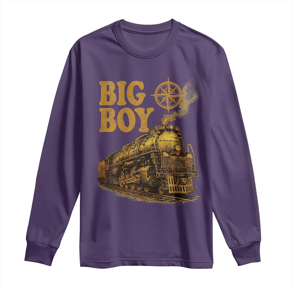 Vintage American Steam Train Locomotive Legend Long Sleeve Shirt Compass Adventure Heritage Pride Graphic