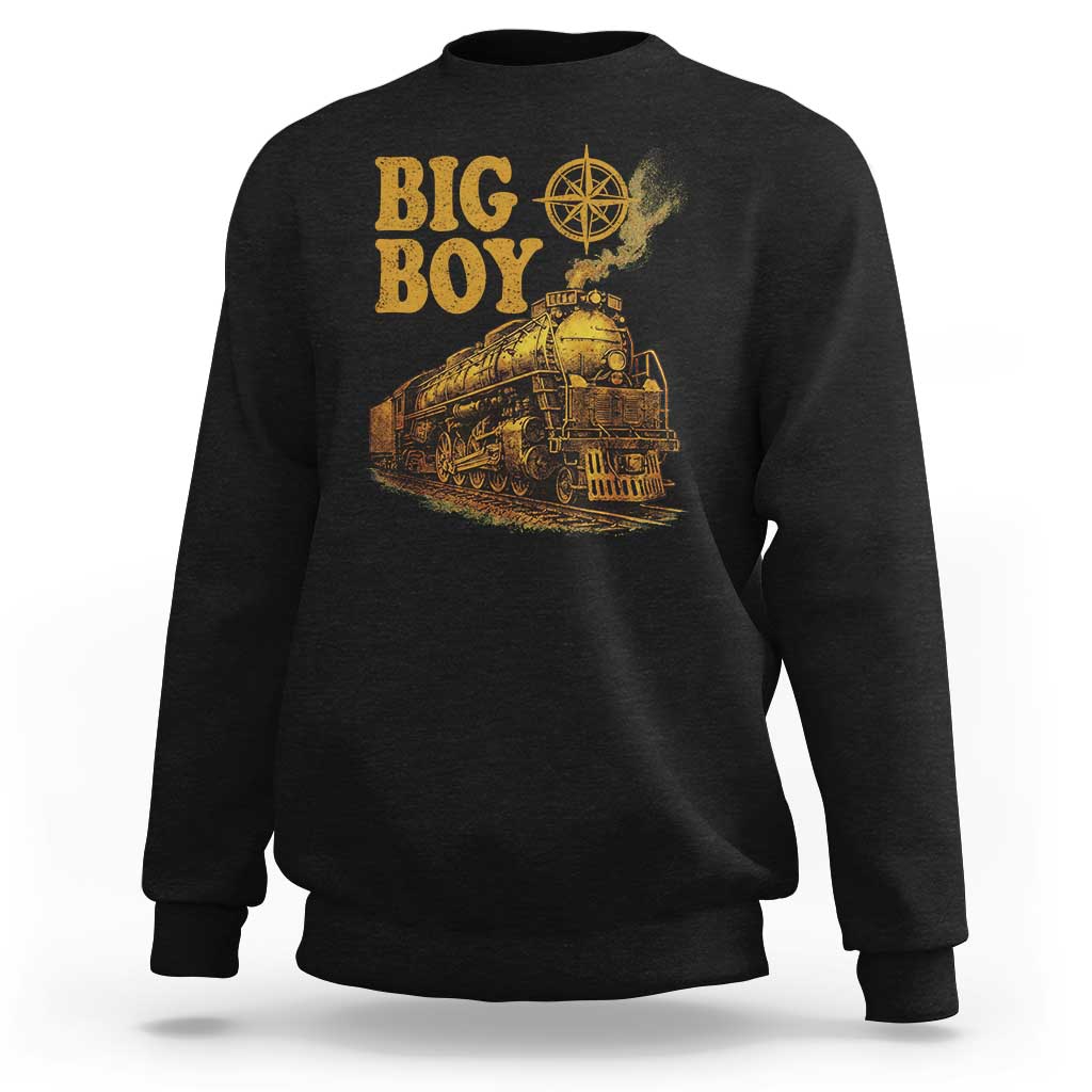 Vintage American Steam Train Locomotive Legend Sweatshirt Compass Adventure Heritage Pride Graphic