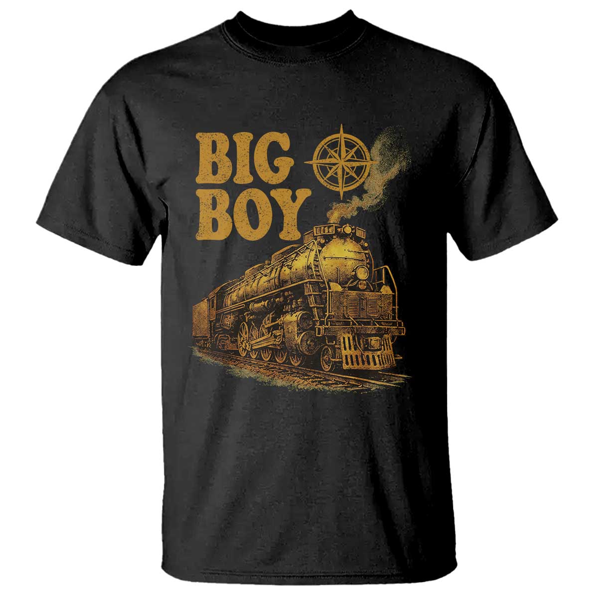 Vintage American Steam Train Locomotive Legend T Shirt Compass Adventure Heritage Pride Graphic