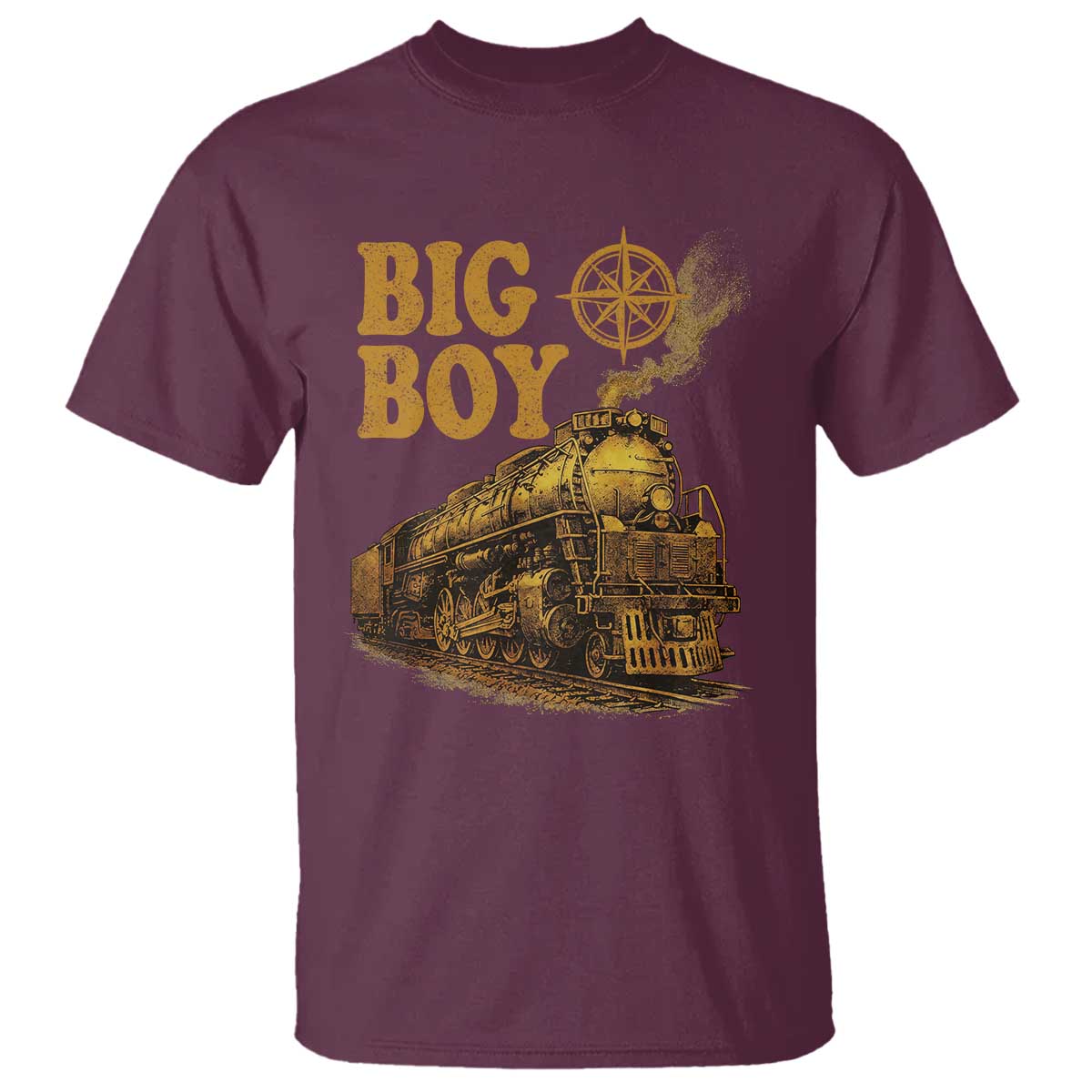 Vintage American Steam Train Locomotive Legend T Shirt Compass Adventure Heritage Pride Graphic