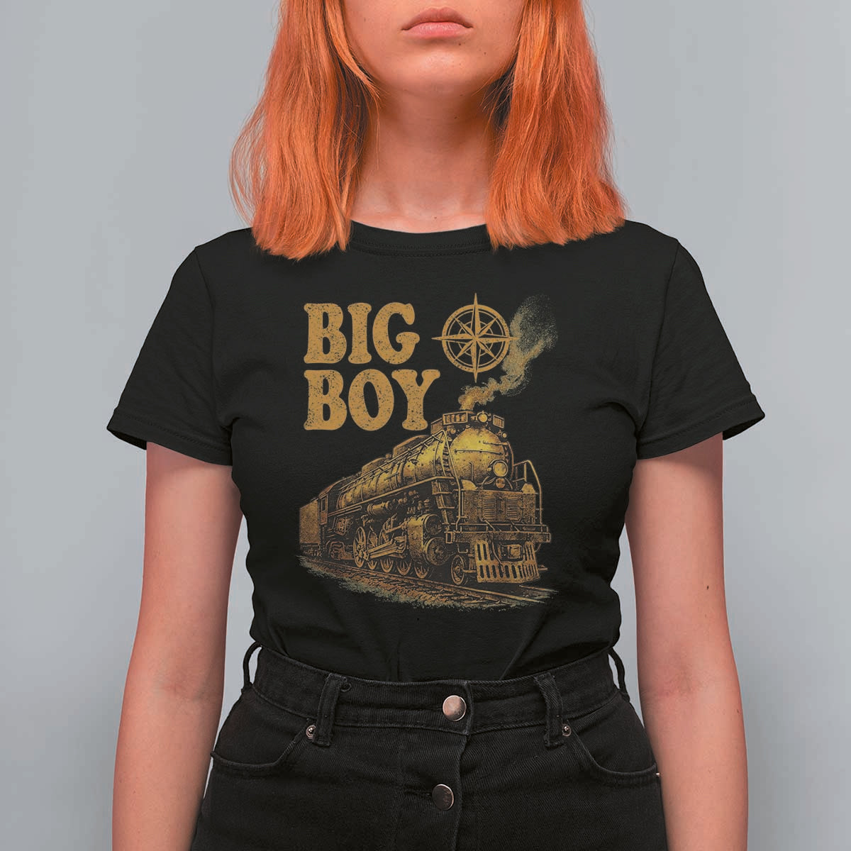 Vintage American Steam Train Locomotive Legend T Shirt For Women Compass Adventure Heritage Pride Graphic