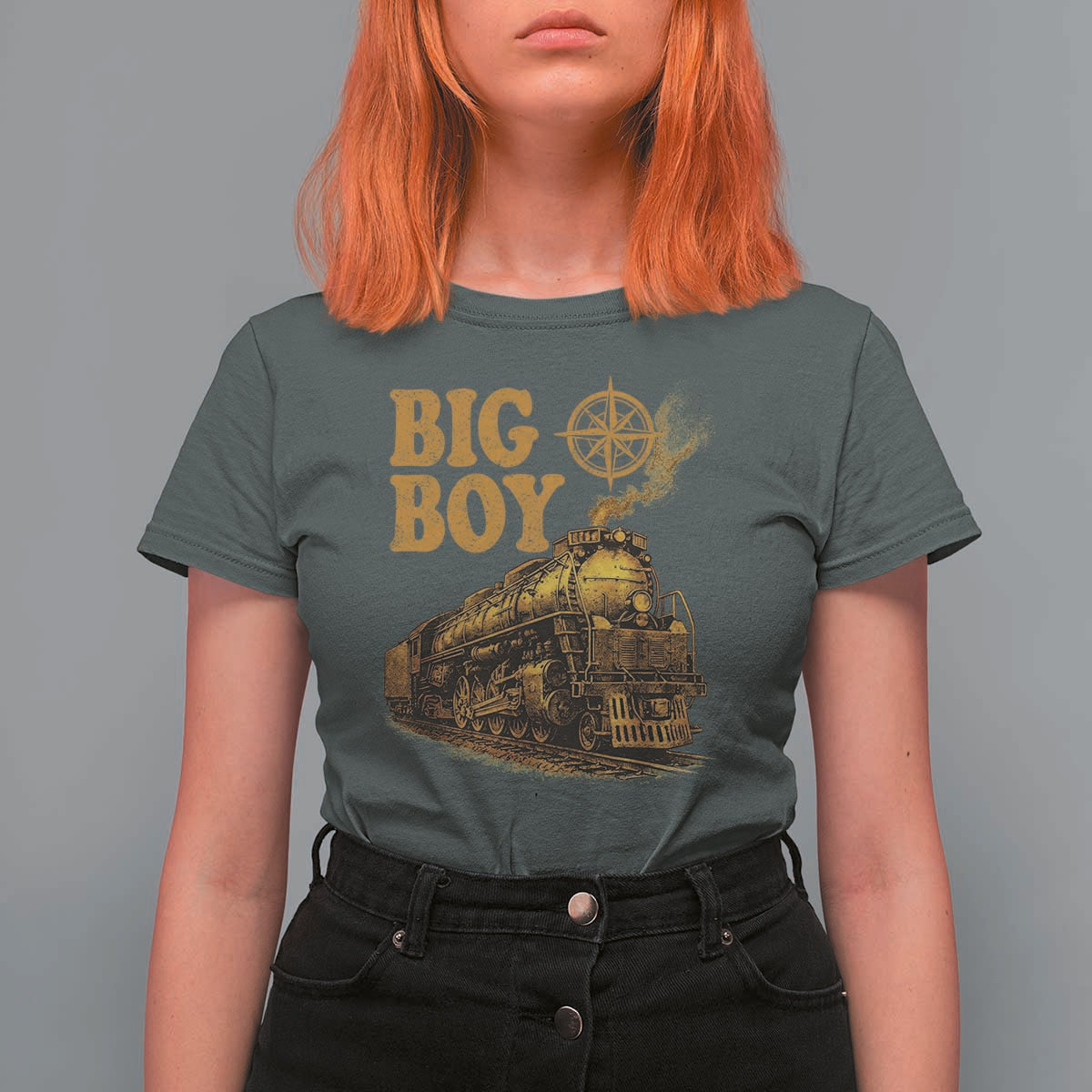 Vintage American Steam Train Locomotive Legend T Shirt For Women Compass Adventure Heritage Pride Graphic