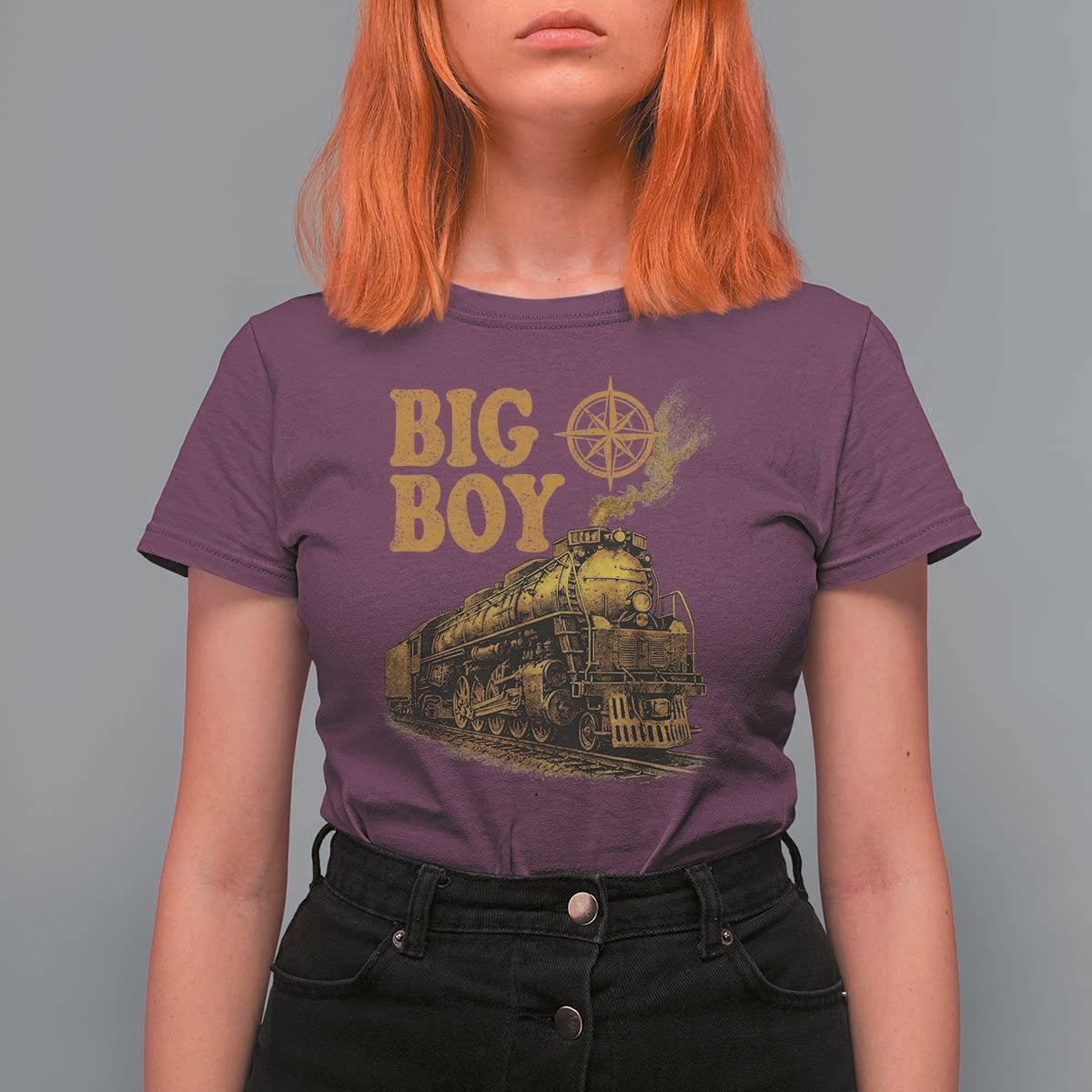 Vintage American Steam Train Locomotive Legend T Shirt For Women Compass Adventure Heritage Pride Graphic