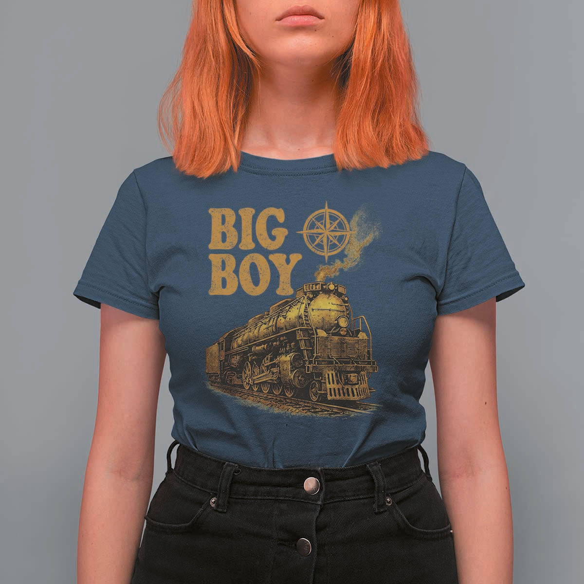 Vintage American Steam Train Locomotive Legend T Shirt For Women Compass Adventure Heritage Pride Graphic