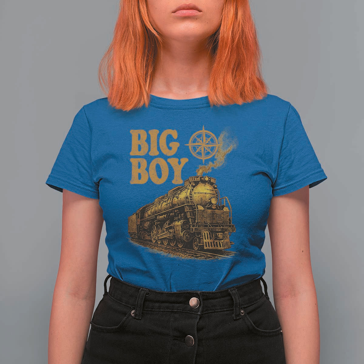 Vintage American Steam Train Locomotive Legend T Shirt For Women Compass Adventure Heritage Pride Graphic
