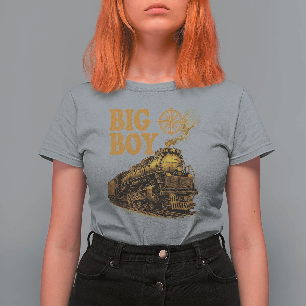 Vintage American Steam Train Locomotive Legend T Shirt For Women Compass Adventure Heritage Pride Graphic
