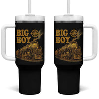 Vintage American Steam Train Locomotive Legend Tumbler With Handle Compass Adventure Heritage Pride Graphic