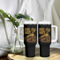 Vintage American Steam Train Locomotive Legend Tumbler With Handle Compass Adventure Heritage Pride Graphic
