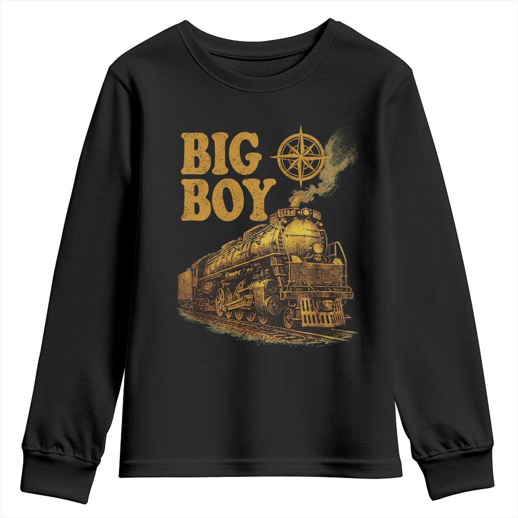 Vintage American Steam Train Locomotive Legend Youth Sweatshirt Compass Adventure Heritage Pride Graphic