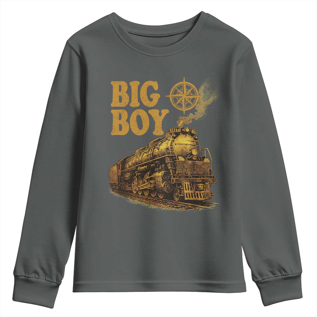 Vintage American Steam Train Locomotive Legend Youth Sweatshirt Compass Adventure Heritage Pride Graphic
