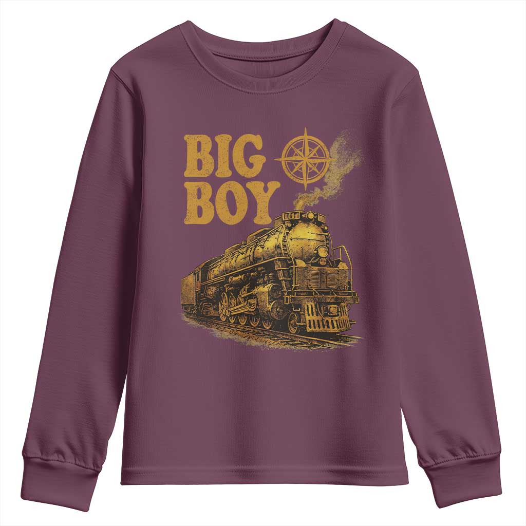 Vintage American Steam Train Locomotive Legend Youth Sweatshirt Compass Adventure Heritage Pride Graphic