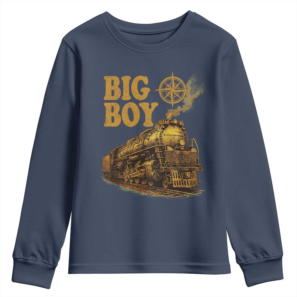 Vintage American Steam Train Locomotive Legend Youth Sweatshirt Compass Adventure Heritage Pride Graphic