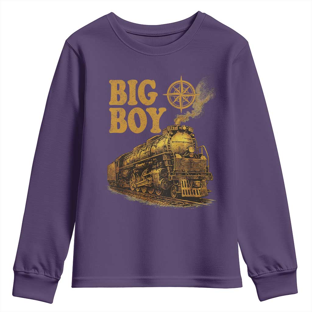 Vintage American Steam Train Locomotive Legend Youth Sweatshirt Compass Adventure Heritage Pride Graphic