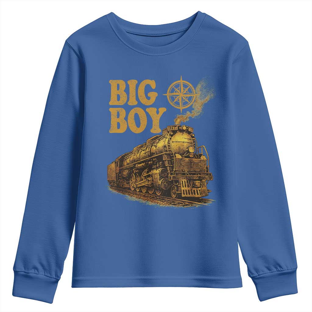 Vintage American Steam Train Locomotive Legend Youth Sweatshirt Compass Adventure Heritage Pride Graphic