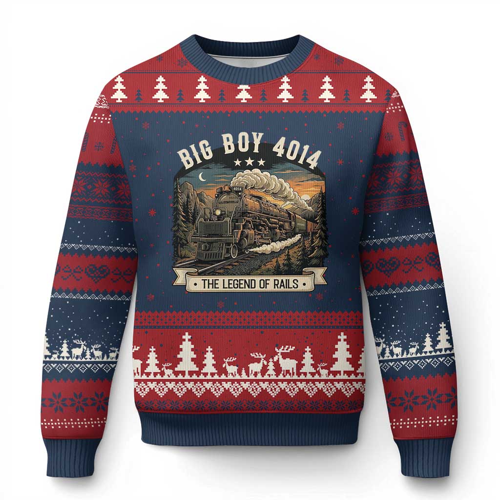 Scenic Mountain Steam Train Graphic Ugly Christmas Sweater Legend of the Rails Heritage Pride