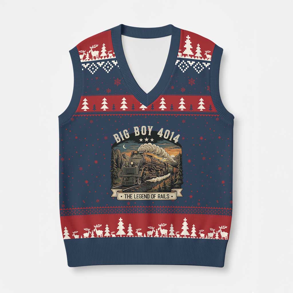 Scenic Mountain Steam Train Graphic V-Neck Knit Sweater Vest Legend of the Rails Heritage Pride
