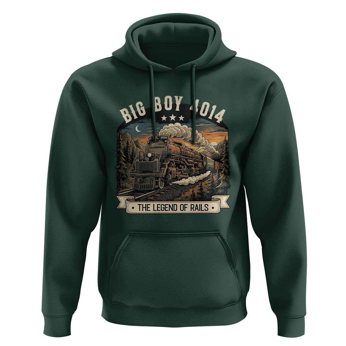 Scenic Mountain Steam Train Graphic Hoodie Legend of the Rails Heritage Pride