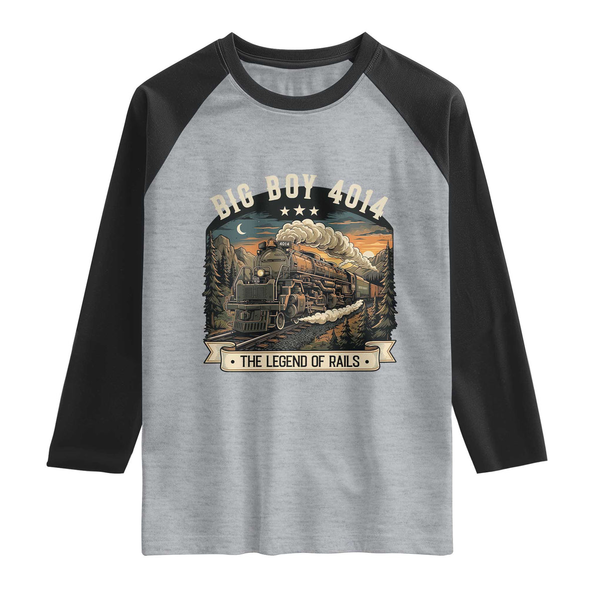 Scenic Mountain Steam Train Graphic Raglan Shirt Legend of the Rails Heritage Pride