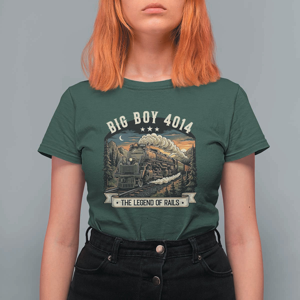 Scenic Mountain Steam Train Graphic T Shirt For Women Legend of the Rails Heritage Pride