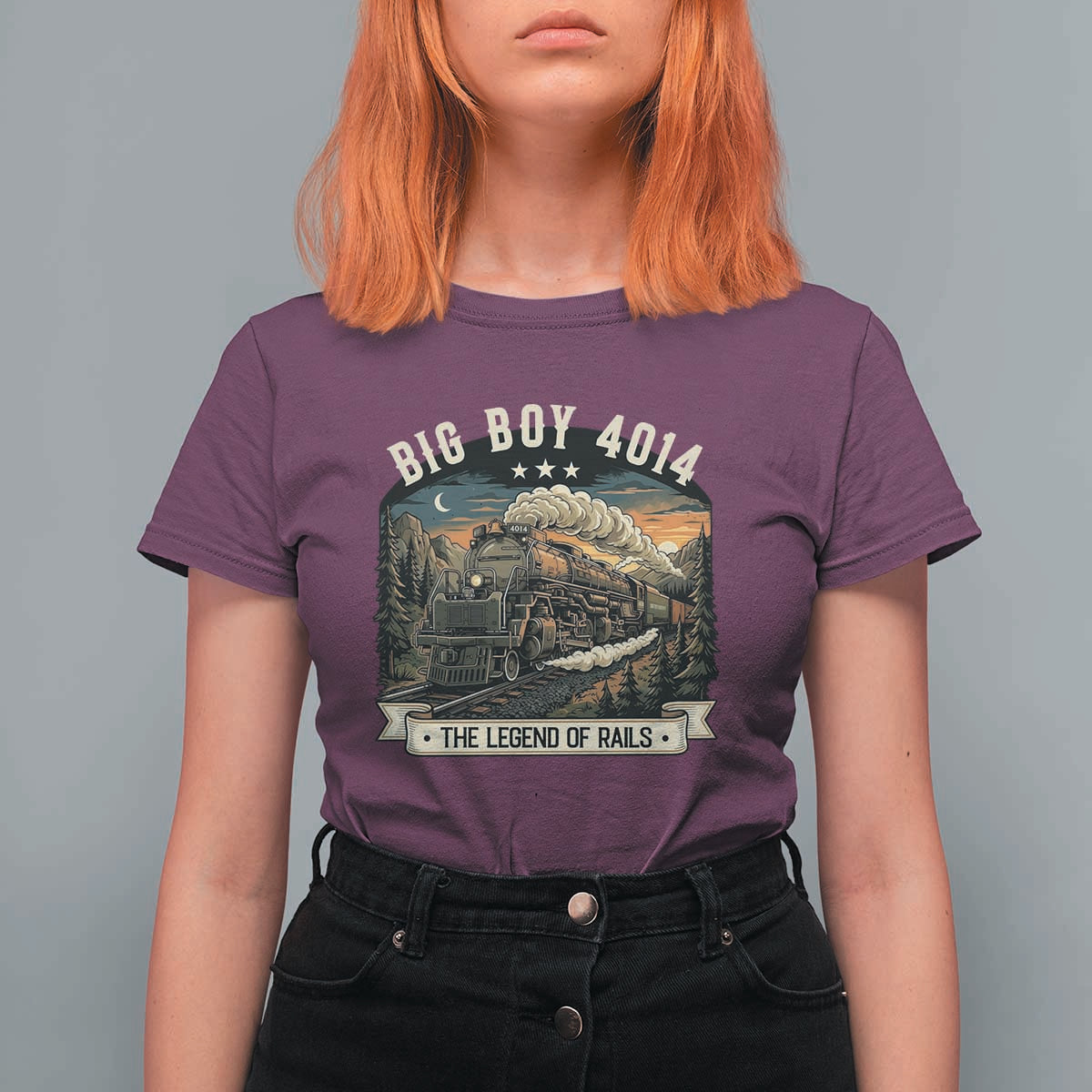 Scenic Mountain Steam Train Graphic T Shirt For Women Legend of the Rails Heritage Pride