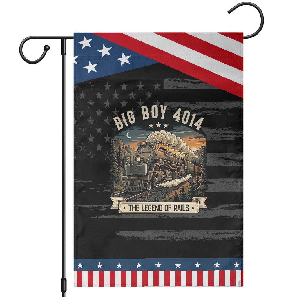 Scenic Mountain Steam Train Graphic Patriotic Garden Flag Legend of the Rails Heritage Pride
