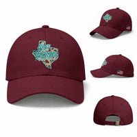 Retro Western She is From Texas I Can Tell Baseball Cap Trendy Turquoise Glitter Coquette and Cow Print Effect Graphic