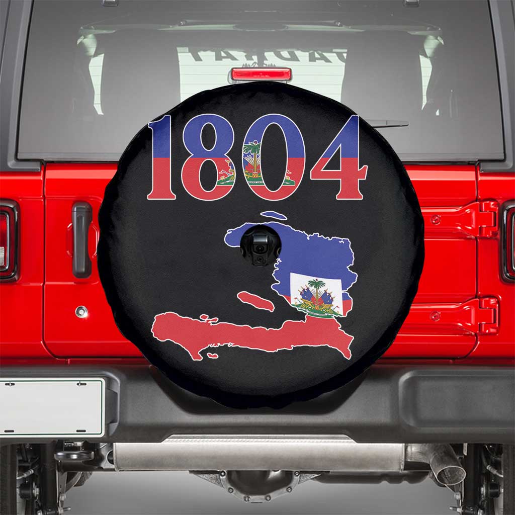 1804 Haiti Map and Flag Spare Tire Cover Haitian Heritage Pride Graphic