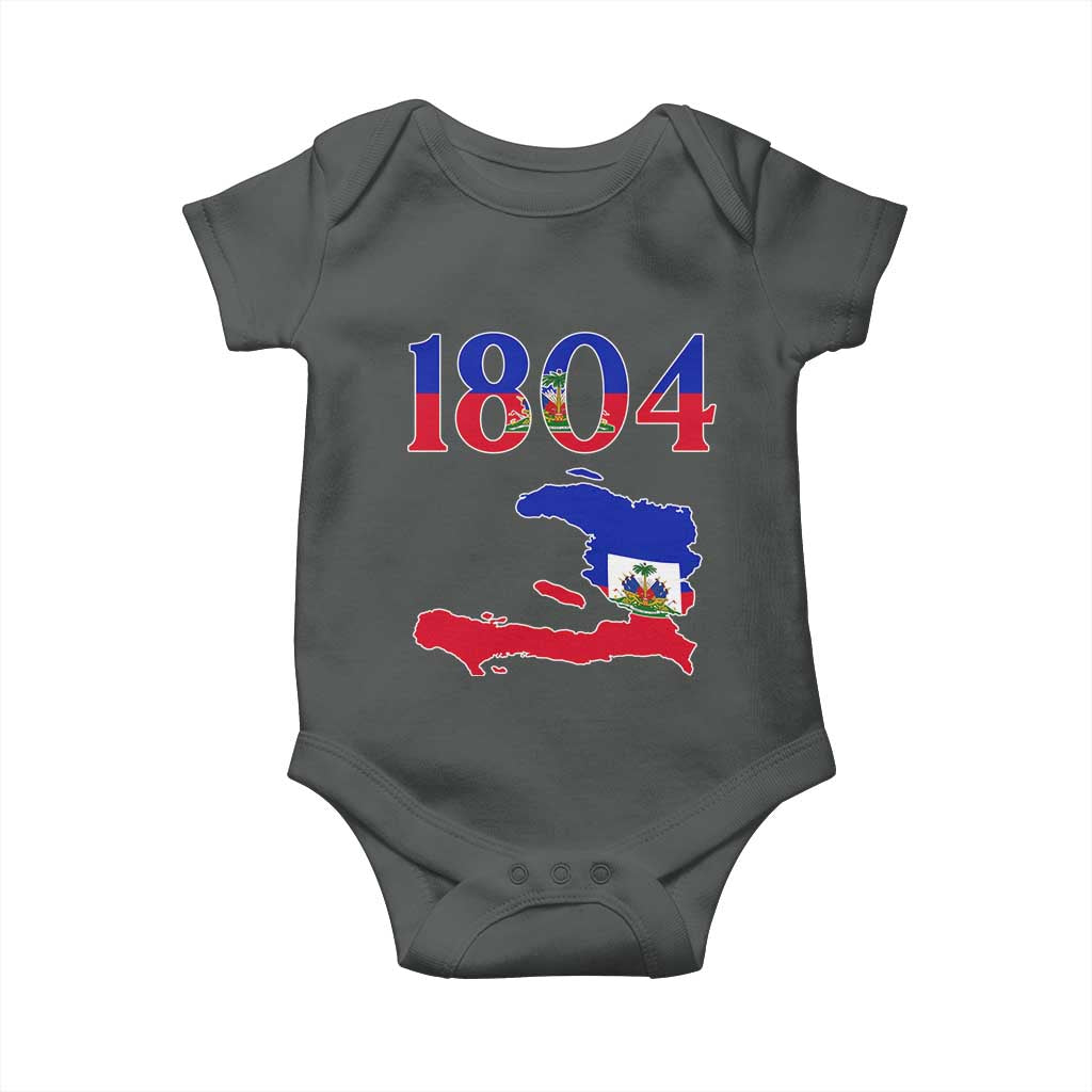 1804 Haiti Map and Flag Baby Onesie Haitian Heritage Pride Graphic