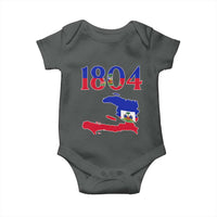 1804 Haiti Map and Flag Baby Onesie Haitian Heritage Pride Graphic
