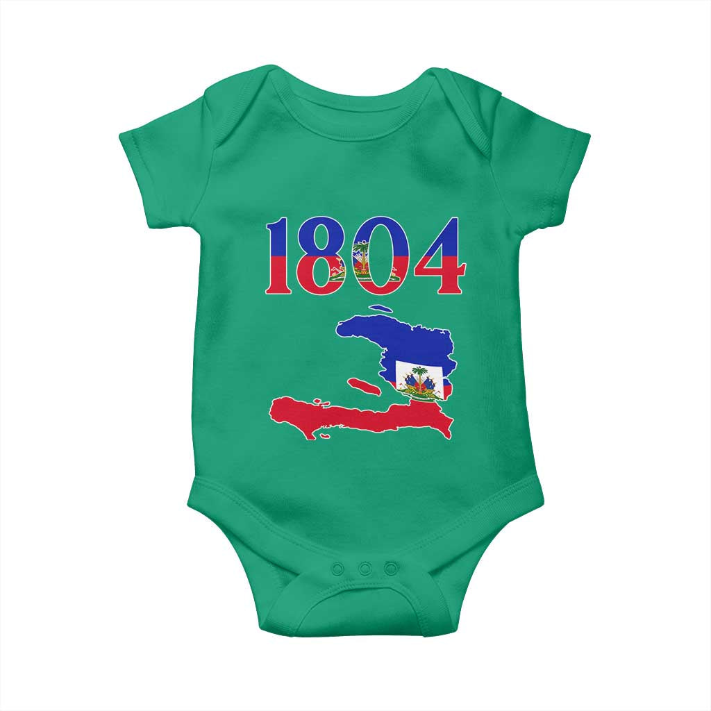 1804 Haiti Map and Flag Baby Onesie Haitian Heritage Pride Graphic