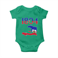 1804 Haiti Map and Flag Baby Onesie Haitian Heritage Pride Graphic
