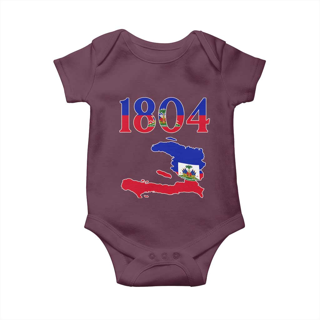 1804 Haiti Map and Flag Baby Onesie Haitian Heritage Pride Graphic