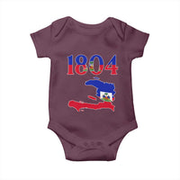 1804 Haiti Map and Flag Baby Onesie Haitian Heritage Pride Graphic