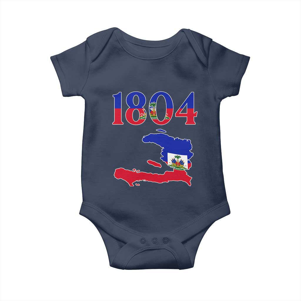 1804 Haiti Map and Flag Baby Onesie Haitian Heritage Pride Graphic